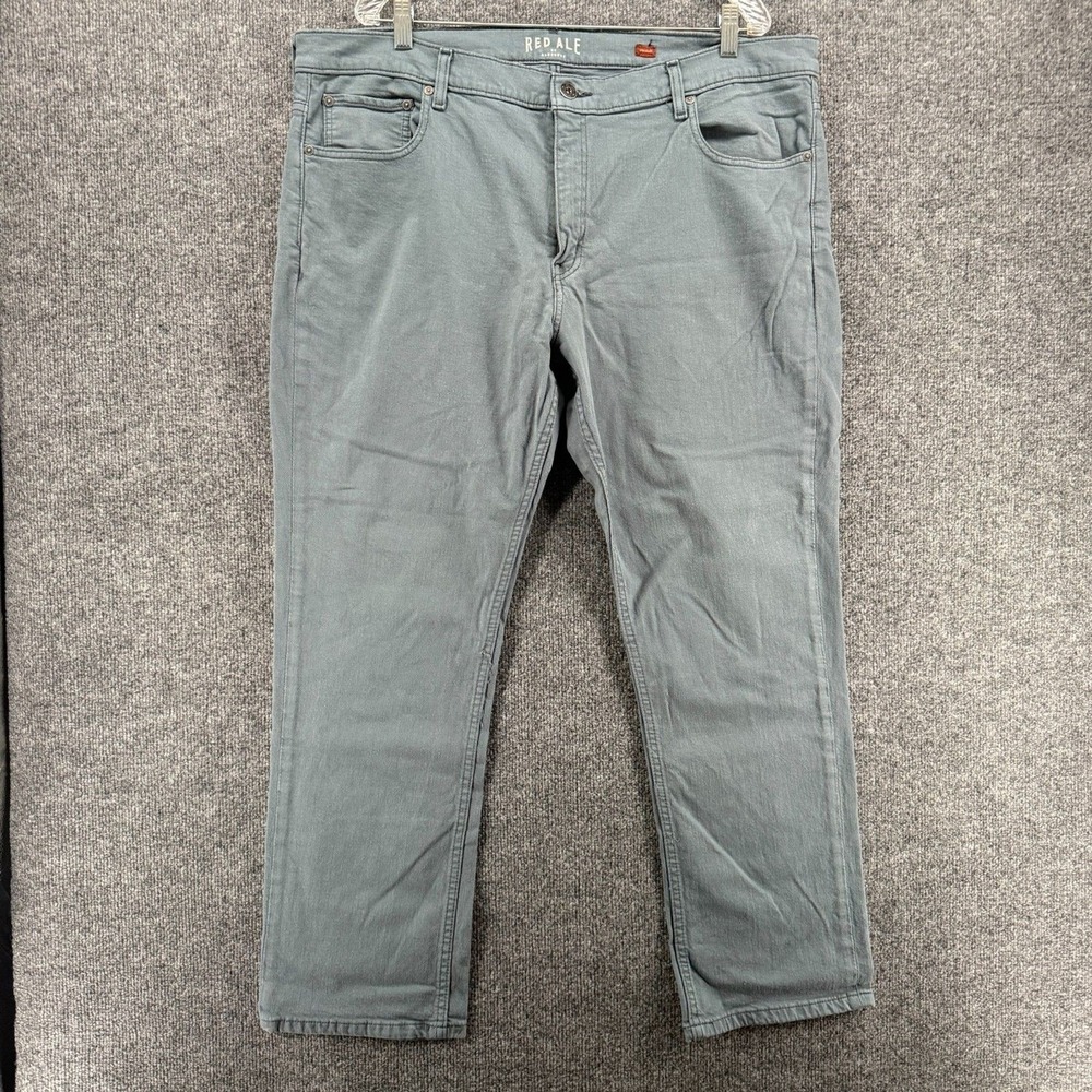 Red Ale by Alesbury Jeans Mens 40x30 Gray Straight Flat Front‎ Casual Preppy